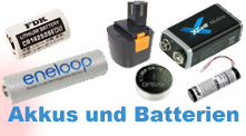 Akkus, Batterien, Knopfzellen, Fotoakkus, Videoakkus, Werkzeugakkus uvm.
