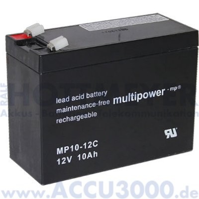 12V, 10.0Ah (C20), Multipower MP10-12C, Zyklenfest