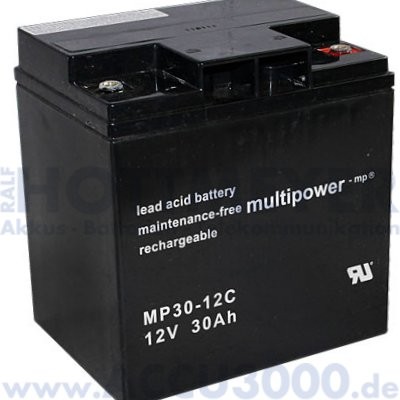 12V, 30.0Ah (C20), Multipower MP30-12C, Zyklenfest