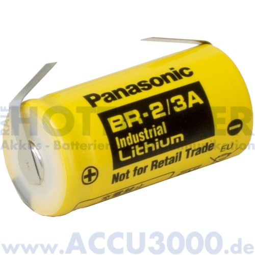 Panasonic Lithium Battery BR-2/3A - 3V, 1200mAh - mit U-Lötfahne