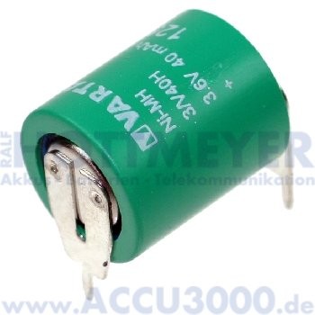 Varta 3/V40H, mit Printanschluss - 3.6V, 40mAh, NiMh - 11.6 x 18mm