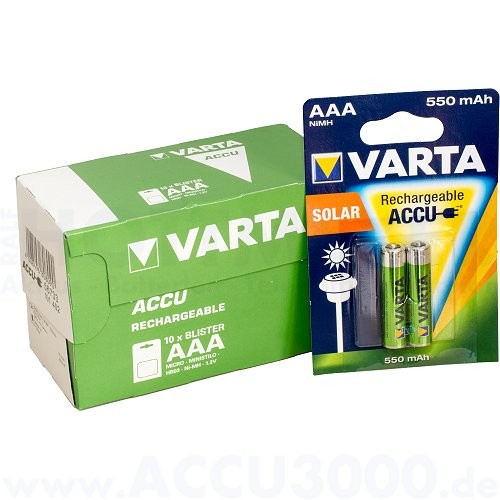 Varta Solar Accu Micro AAA, 56733 - 1.2V, 550mAh, NiMh - 2er Blister