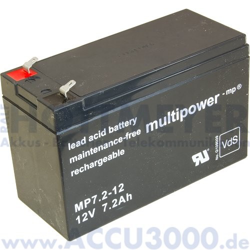 12V, 7.2Ah (C20), Multipower MP7.2-12