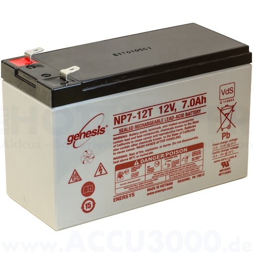 12V, 7.0Ah (C20), EnerSys Genesis NP7-12T