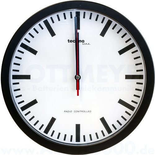 Technoline WT8800 Funkwanduhr - im Bahnhofuhr Design - schwarz - Durchmesser 30cm