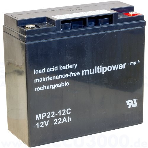 12V, 22.0Ah (C20), Multipower MP22-12, Zyklenfest