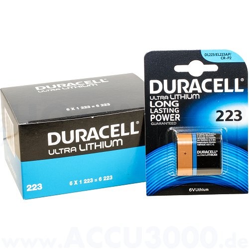 Duracell Lithium Ultra Photo 223 - CR-P2 - 6.0V, 6 Stück - 35 x 36 x 19.5mm