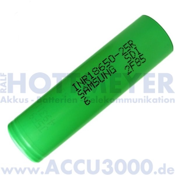 Samsung Lithium-Ionen Akku INR18650-25R, 4/3A - Rohzelle