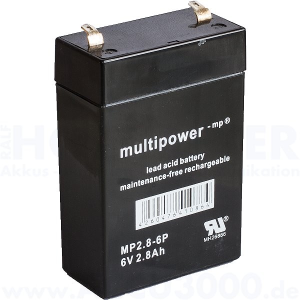 6V, 2.8Ah (C20), Multipower MP2.8-6P