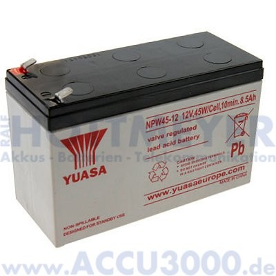 12V, 8.5Ah (C20), Yuasa NPW45-12, Hochstromfest