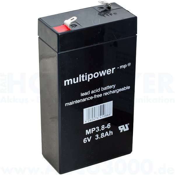 6V, 3.8Ah (C20), Multipower MP3.8-6