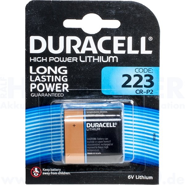 Duracell Lithium Ultra Photo 223 - CR-P2 - 6.0V - 35 x 36 x 19.5mm