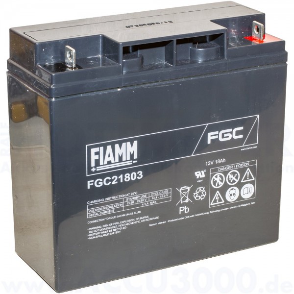 12V, 18.0Ah (C20), Fiamm FGC21803, Zyklenfest