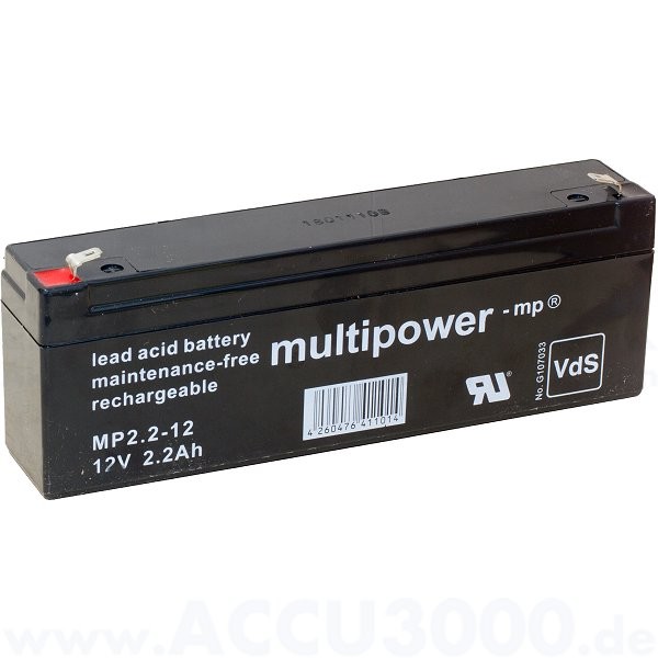 12V, 2.3Ah (C20), Multipower MP2.3-12 (MP2.2-12)