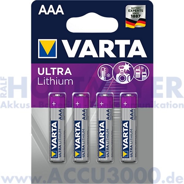 Varta Lithium AAA Micro - 1.5V, 1100mAh - 4er Pack