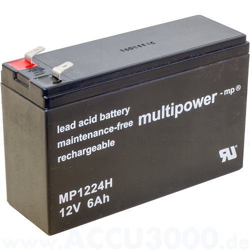 12V, 6.0Ah (C20), Multipower MP1224H, Hochstromfest