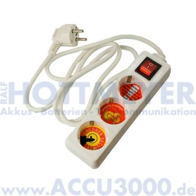 Arcas 3-fach Steckdosenleiste - weiß - mit Schalter und 1.5m Anschlusskabel - inkl. Kindersicherung