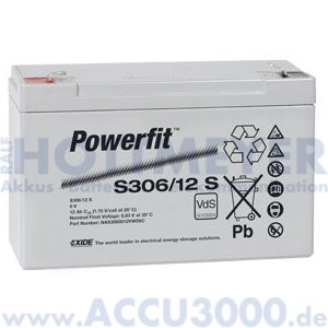 6V, 12.0Ah (C20), Exide Powerfit S306/12S