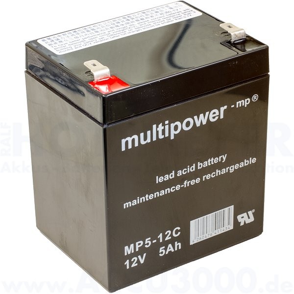 12V, 5.0Ah (C20), Multipower MP5-12C, Zyklenfest