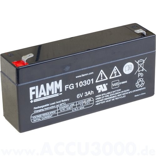 6V, 3.0Ah (C20), Fiamm FG10301