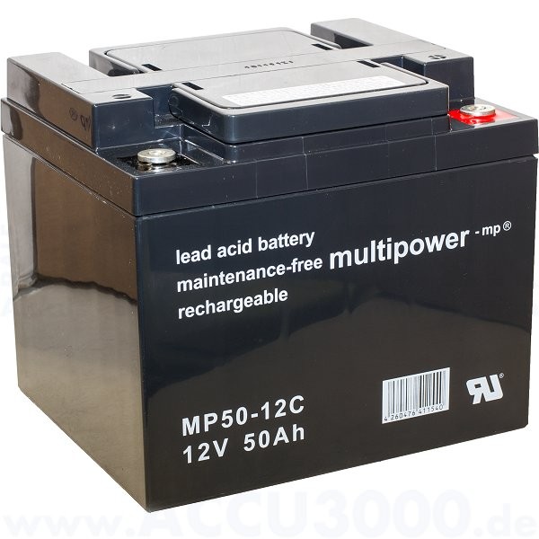 12V, 50.0Ah (C20), Multipower MP50-12C, Zyklenfest