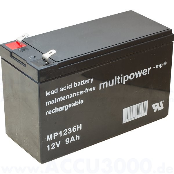 12V, 9.0Ah (C20), Multipower MP1236H, Hochstromfest