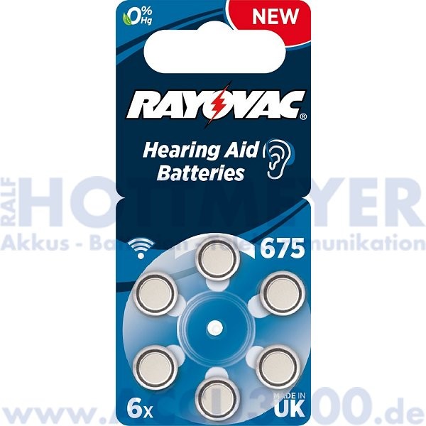 Varta / Rayovac HA675, V675AT - (blau) - 10 Packs = 60 Stück