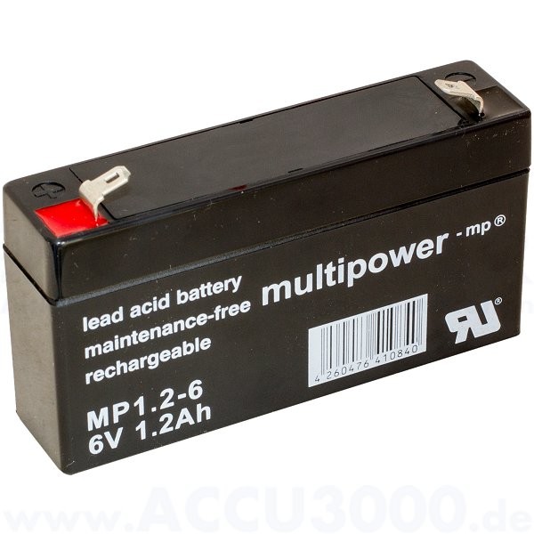 6V, 1.2Ah (C20), Multipower MP1.2-6