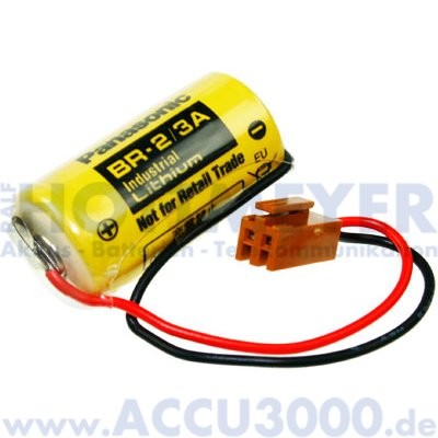 CNC Backup Batterie Lithium BR-2/3A (CR-17335SE-R) - 3V, 1200mAh, mit Kabel und Stecker