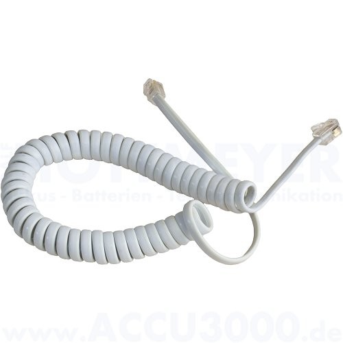 Hörerspiralkabel gewendelt, weiss - kurz, ca. 1.5-2m
