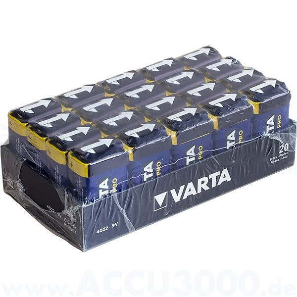 Varta INDUSTRIAL PRO E-Block, 6LP3146, Alkaline - 9V, 20 Stück