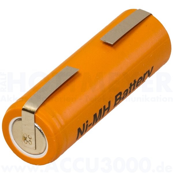Akku für Zahnbürsten 1.2V, 1200mAh - Panasonic BK-120AA, 4/5AA - mit 3x15mm U-Lötfahne