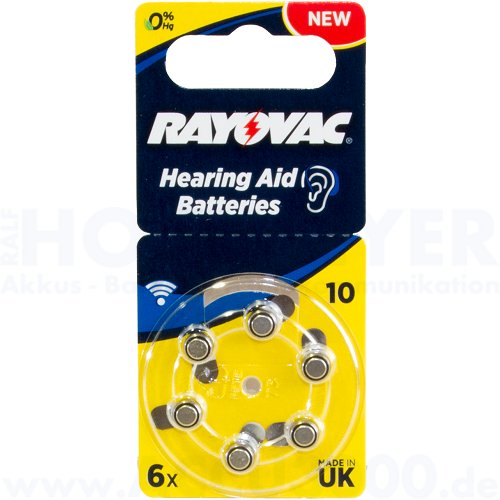 Varta / Rayovac Hörgerätebatterie HA10, V10AT - (gelb) - 10 Packs 