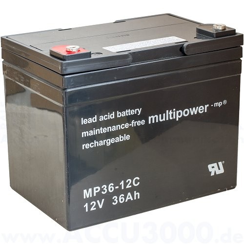 12V, 36.0Ah (C20), Multipower MP36-12C, Zyklenfest