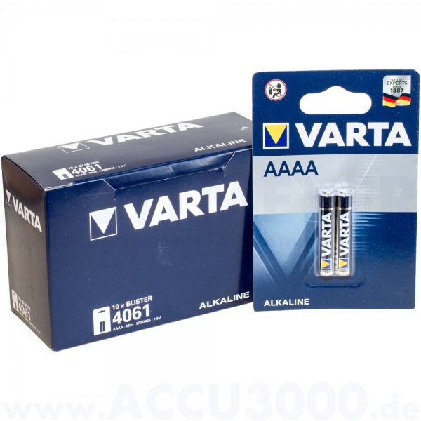 Varta Alkaline AAAA, LR61 - 1.5V, 10x 2er Blister (20 Stück)