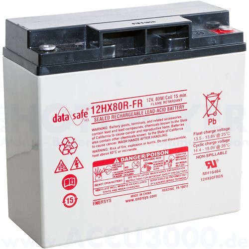 12V, 16.0Ah (C20), EnerSys DataSafe HX80R-FR