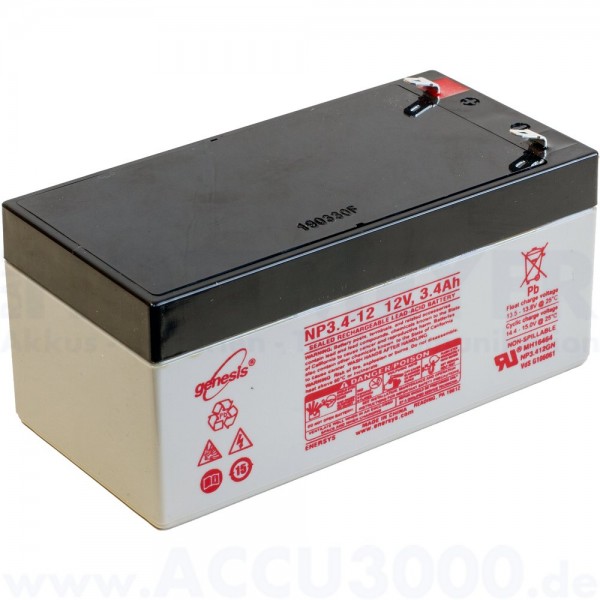 12V, 3.4Ah (C20), EnerSys Genesis NP3.4-12