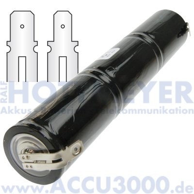 Akku für Notbeleuchtung 3.6V, 4000mAh - 3er Säule, L1x3 Saft VT D mit Faston +6,3/-4,8mm, NiCd