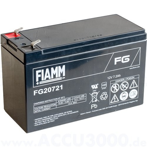 12V, 7.2Ah (C20), Fiamm FG20721