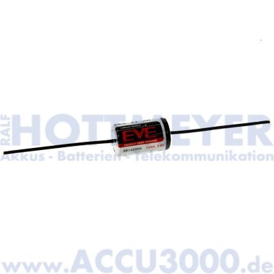 EVE ER-14250P, 1/2 AA - 3.6V, 1200mAh - mit Lötdraht