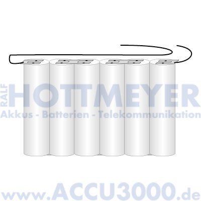 Akku für Notbeleuchtung 7.2V, 1700mAh - 6er Reihe, F1x6 Saft VNT Cs mit Kabel, NiCd