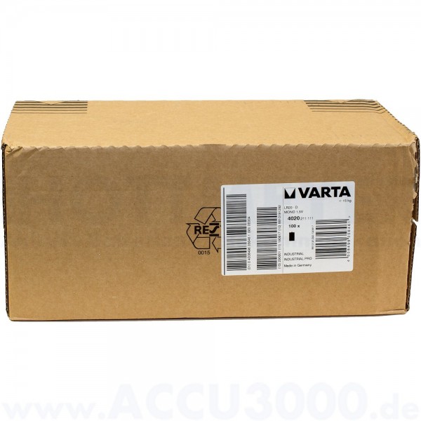 Varta INDUSTRIAL PRO Mono D, LR20, Alkaline - 1.5V, 100 Stück