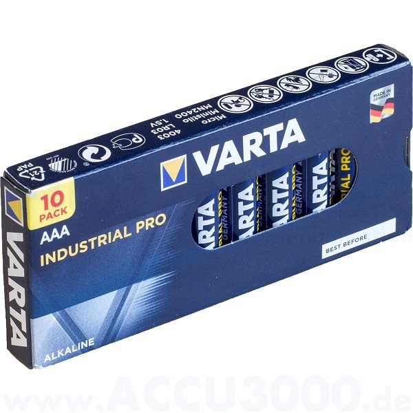 Varta INDUSTRIAL PRO Micro AAA, Alkaline, LR03 - 1.5V, 10 Stück