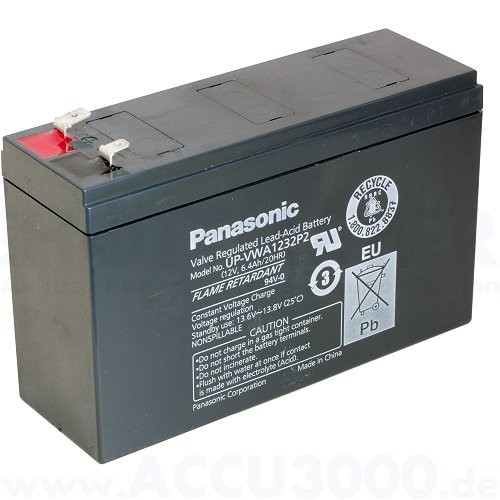 12V, 6.4Ah (C20), Panasonic UP-VWA1232P2, Hochstromakku