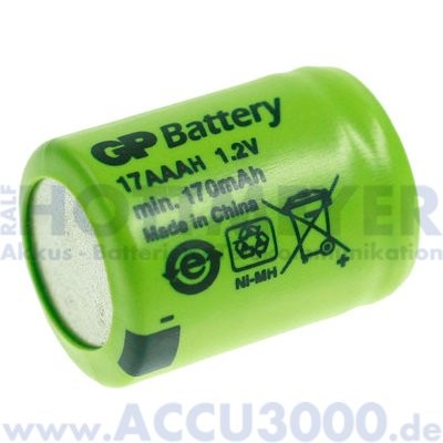 GP 17AAAH Akku NiMh, 1/3AAA - 1.2V, 170mAh - 10.2 x 14mm