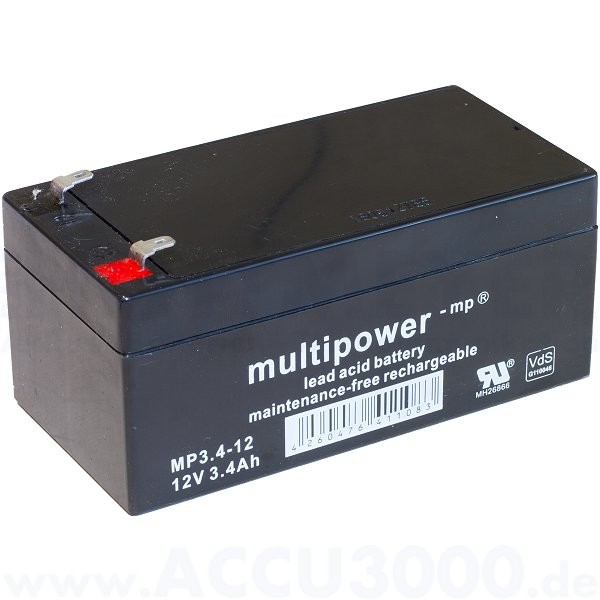 12V, 3.4Ah (C20), Multipower MP3.4-12