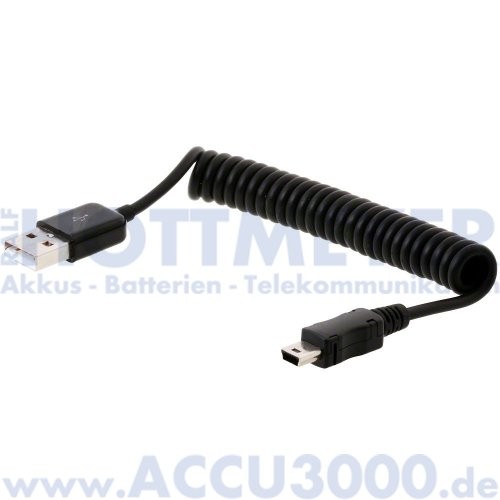 DeLock USB 2.0 Typ A - Mini USB Typ B, Spiralkabel, Länge ca. 0.2 bis 0.6m