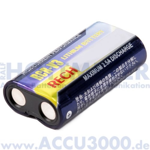 Ersatz-Akku RCR-V3 - 3.0V, 1100mAh, Li-Ion - Aufladbarer Fotoakku