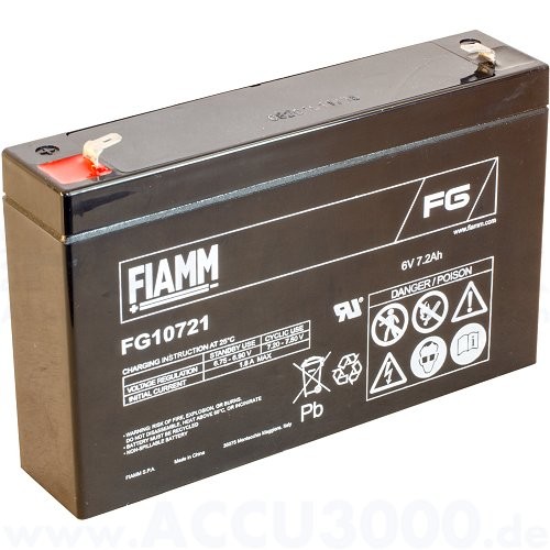 6V, 7.2Ah (C20), Fiamm FG10721