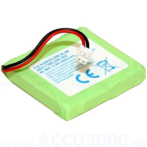 Akku f. Audioline Slim DECT 500, 502, 502 DUO, 580 - 2.4V, 600mAh, NiMh